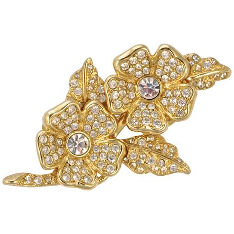 <strong>Joan Rivers</strong> Gold Plated Clear Rhinestone Flower <strong>Brooch</strong> and Earrings. . Joan rivers brooch
